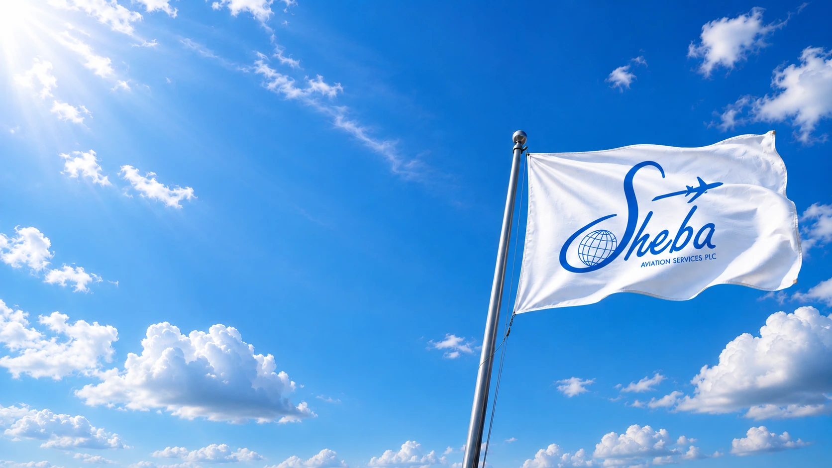 Sheba Aviation flag against blue sky